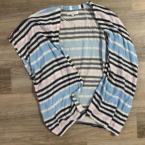 LOFT Asymmetrical Skirt with Blue and Pink Stripes